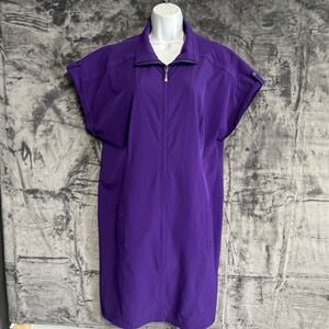 Peck Peck Weekend Women's Large Purple 1/4 Zip Shirt Midi Dress Stretch READ!